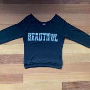 "BEAUTIFUL" Off the Shoulder Long Sleeve